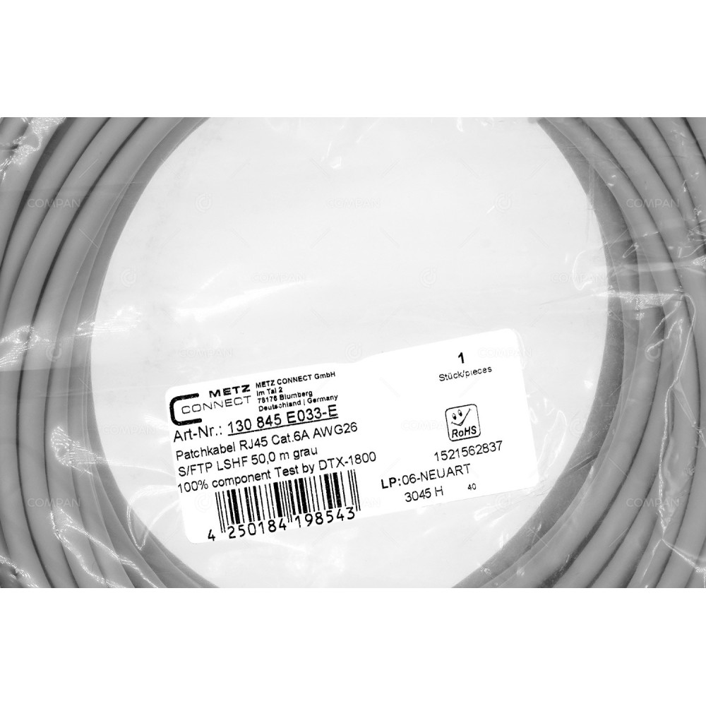 4250184198543  PATCH CORD RJ45 CAT.6A AWG26 50M GREY